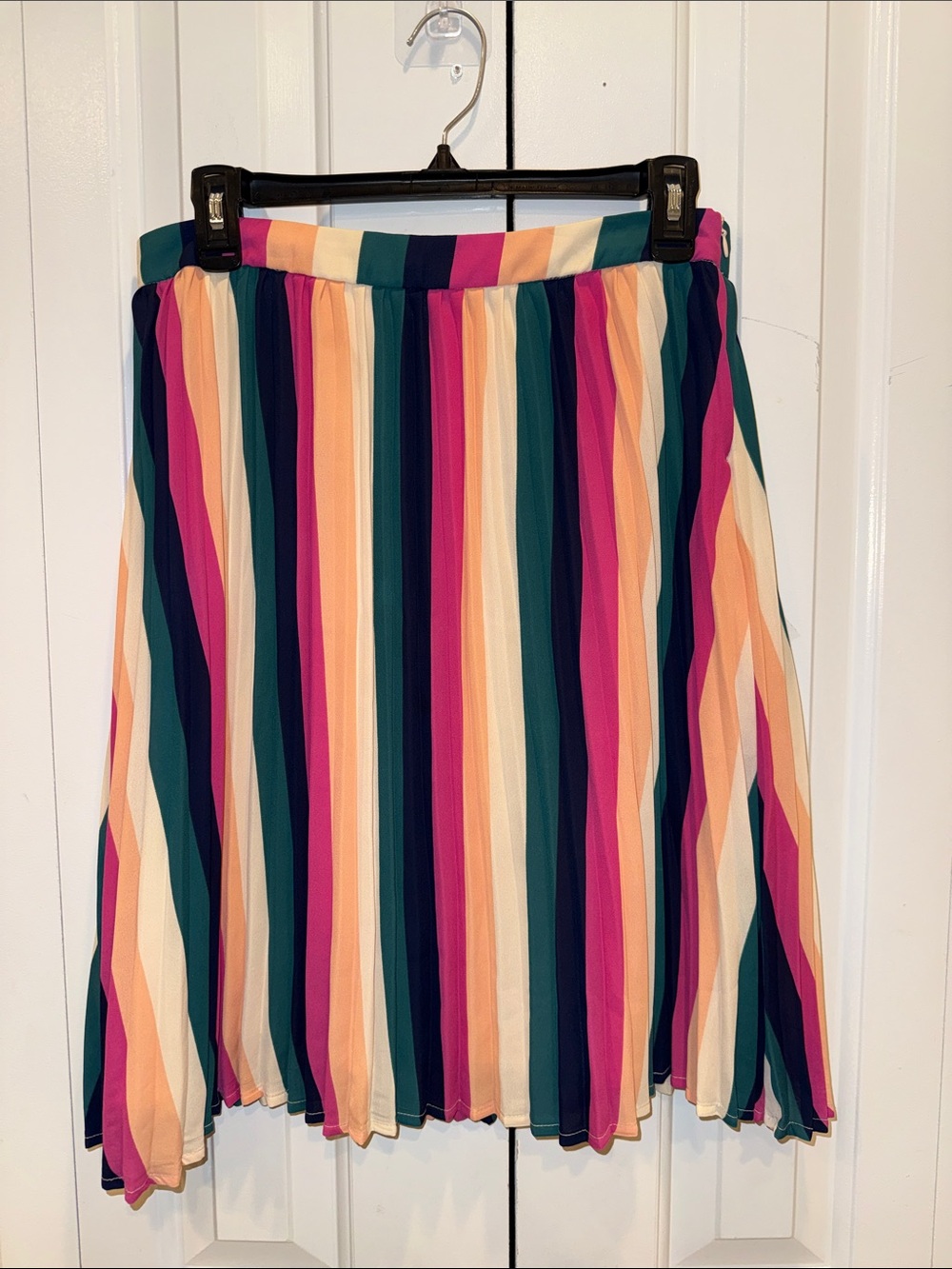 Gibson Multicolor Vertical Stripe Pleated Skirt